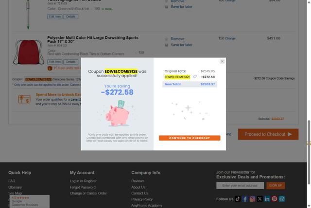 Any Promo checkout page showing Any Promo coupon code box | Screenshot taken by SimplyCodes community member on Sep 8, 2025