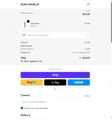 AORA MAKEUP coupon verification screenshot