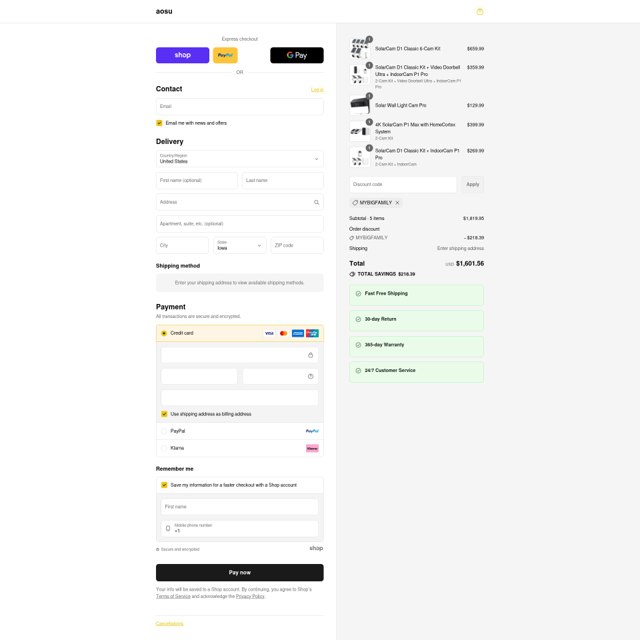 aosu checkout page showing aosu discount code box | Screenshot taken by SimplyCodes community member on Sep 7, 2025