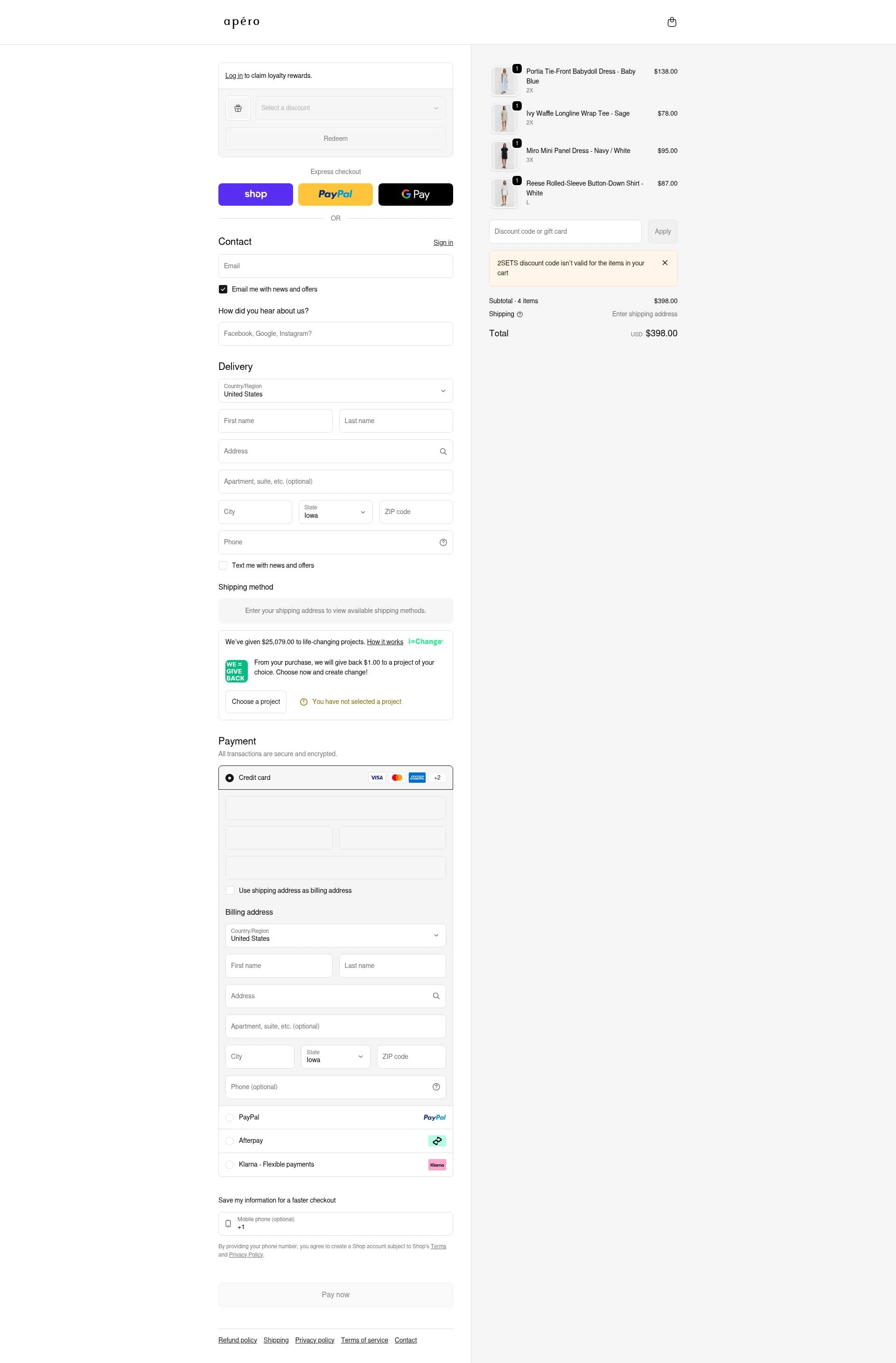Apero Label checkout page showing Apero Label discount code box | Screenshot taken by SimplyCodes community member on Feb 4, 2026