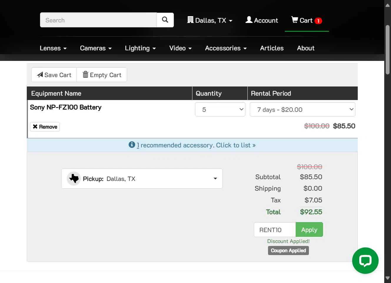 Aperturent.com checkout page showing Aperturent.com coupon code box | Screenshot taken by SimplyCodes community member on Oct 4, 2025