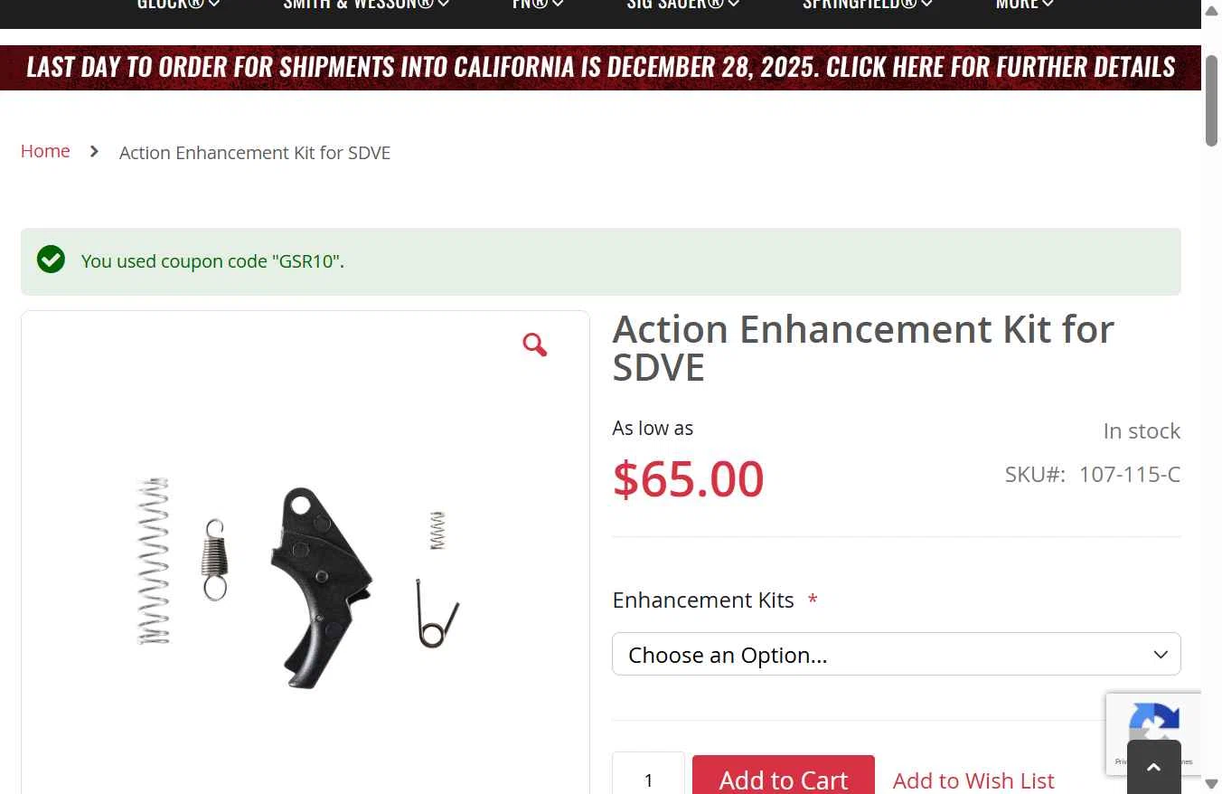 Apex Tactical checkout page showing Apex Tactical discount code box | Screenshot taken by SimplyCodes community member on Dec 16, 2025