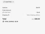 GOAFTWO coupon verification screenshot