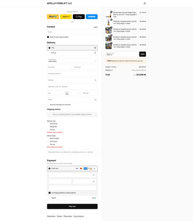 Apollo Lift US checkout page showing Apollo Lift US promo code box | Screenshot taken by SimplyCodes community member on Aug 30, 2025