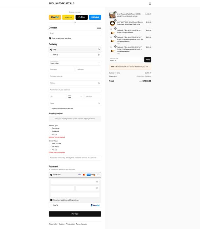 Apollo Lift US checkout page showing Apollo Lift US promo code box | Screenshot taken by SimplyCodes community member on Aug 5, 2025