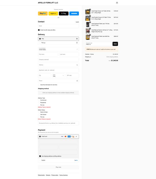 Apollo Lift US checkout page showing Apollo Lift US promo code box | Screenshot taken by SimplyCodes community member on Aug 27, 2025