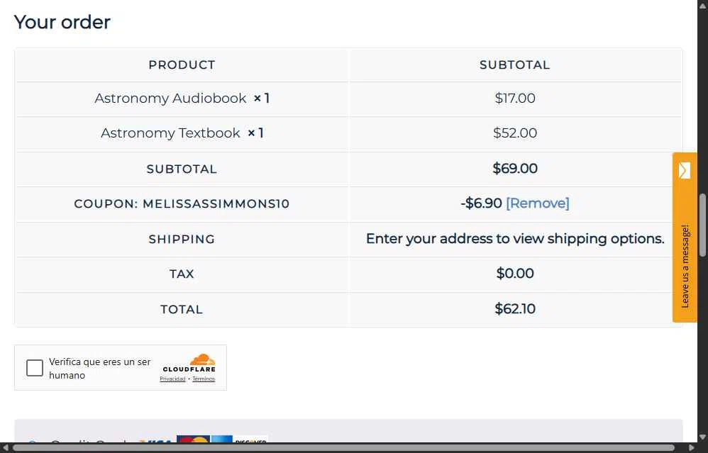 Apologia checkout page showing Apologia coupon code box | Screenshot taken by SimplyCodes community member on Nov 20, 2025