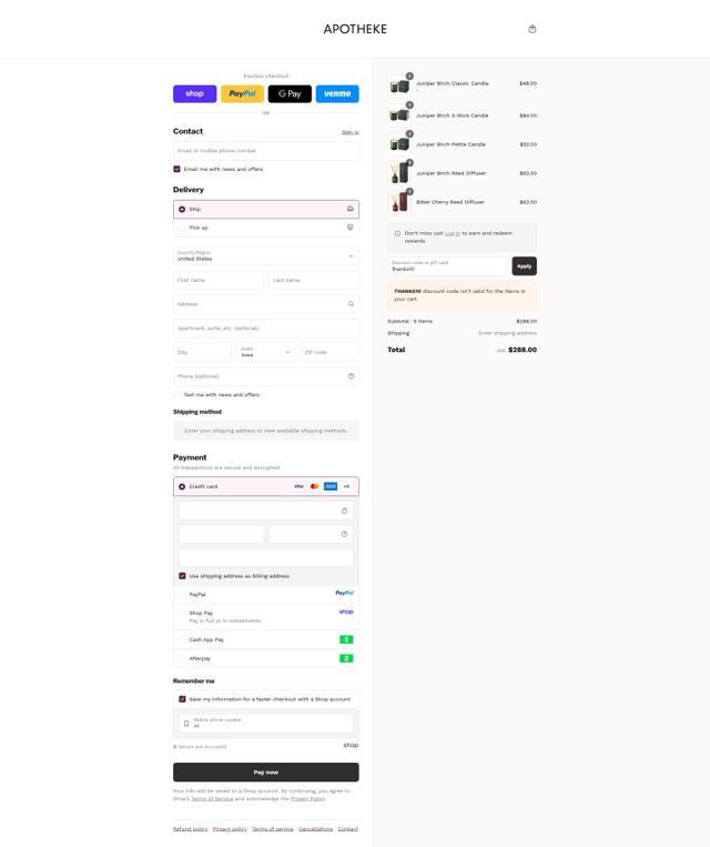 Apotheke Co checkout page showing Apotheke Co promo code box | Screenshot taken by SimplyCodes community member on Sep 15, 2025