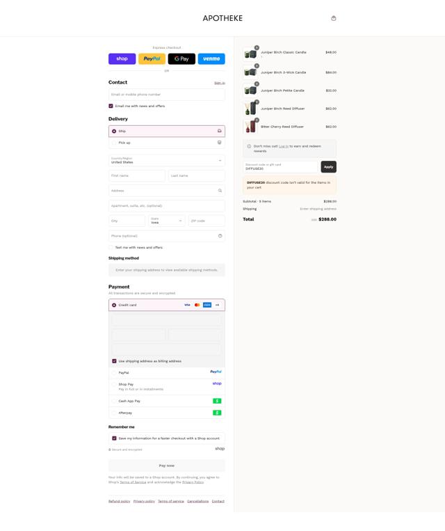 Apotheke Co checkout page showing Apotheke Co promo code box | Screenshot taken by SimplyCodes community member on Sep 15, 2025