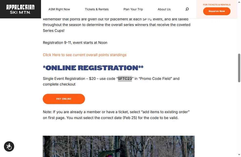 Appalachian Ski Mtn checkout page showing Appalachian Ski Mtn promo code box | Screenshot taken by SimplyCodes community member on Dec 8, 2025