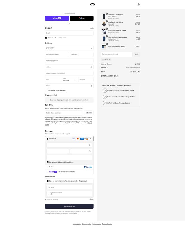 Appaman checkout page showing Appaman coupon code box | Screenshot taken by SimplyCodes community member on Jun 30, 2025