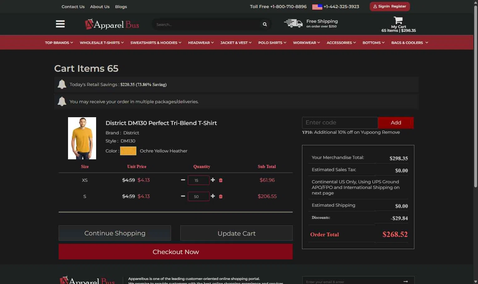 Apparelbus checkout page showing Apparelbus discount code box | Screenshot taken by SimplyCodes community member on Nov 1, 2025