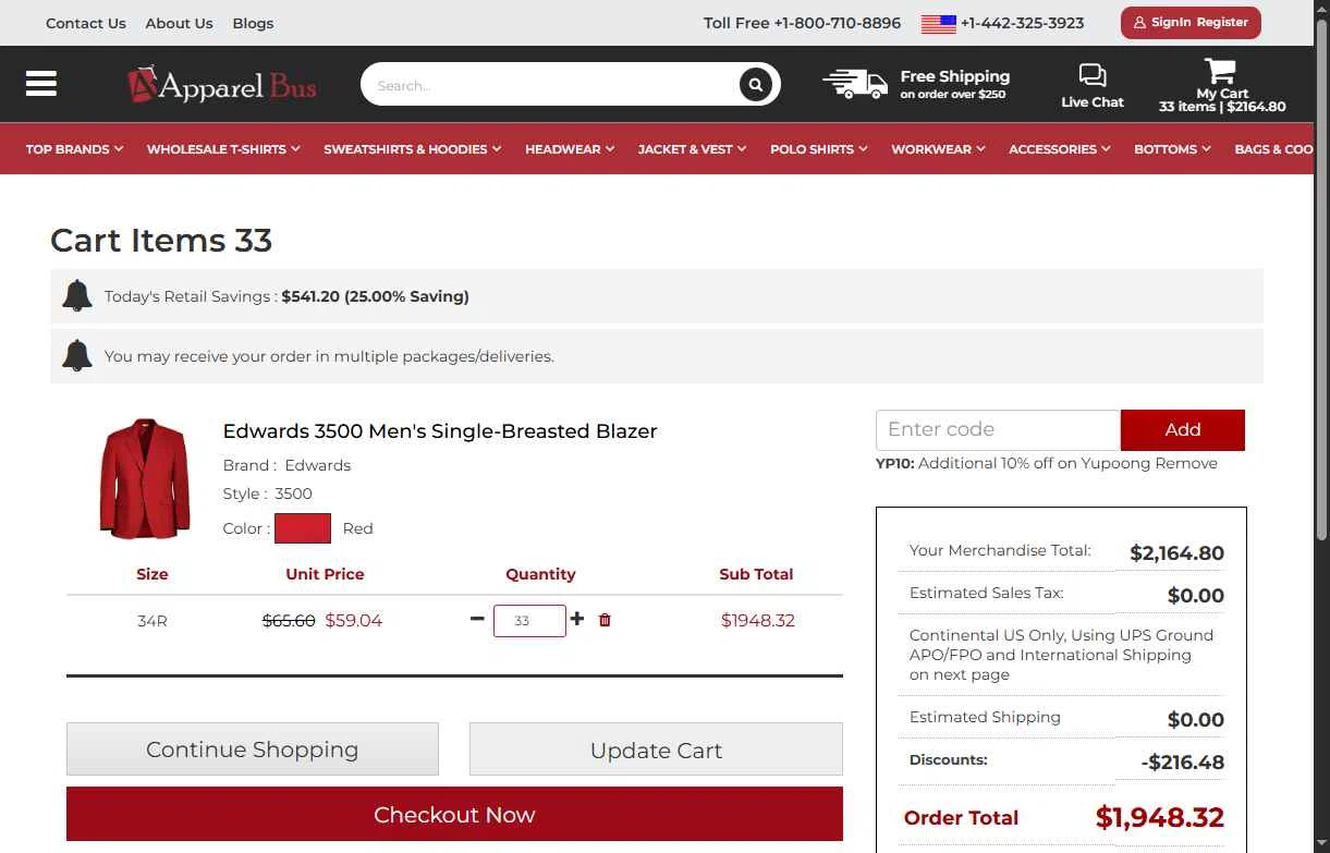 Apparelbus checkout page showing Apparelbus discount code box | Screenshot taken by SimplyCodes community member on Jan 27, 2026
