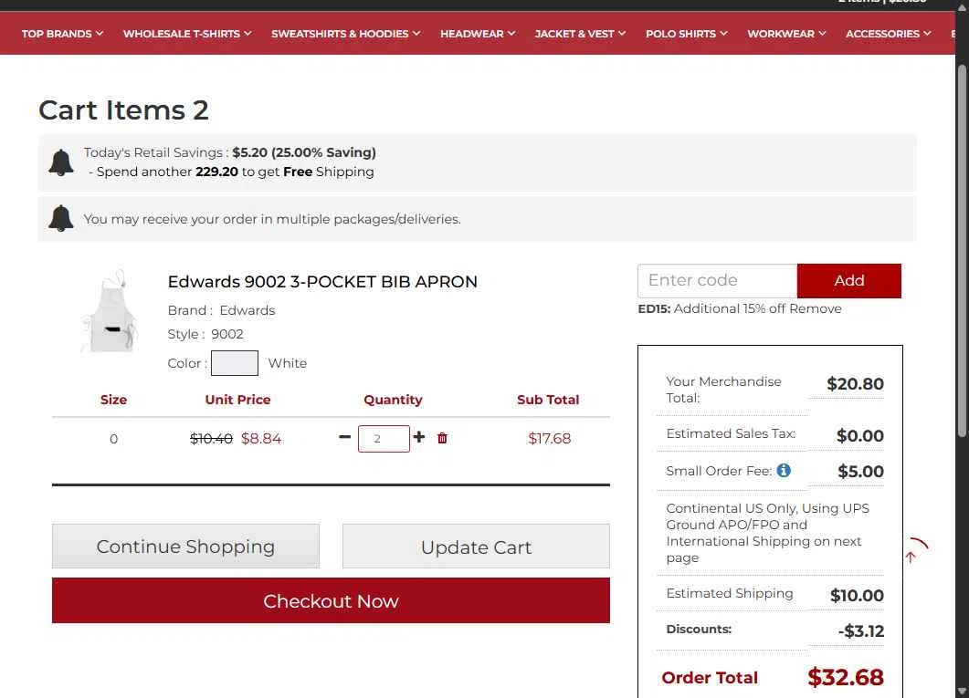 Apparelbus checkout page showing Apparelbus discount code box | Screenshot taken by SimplyCodes community member on Feb 2, 2026