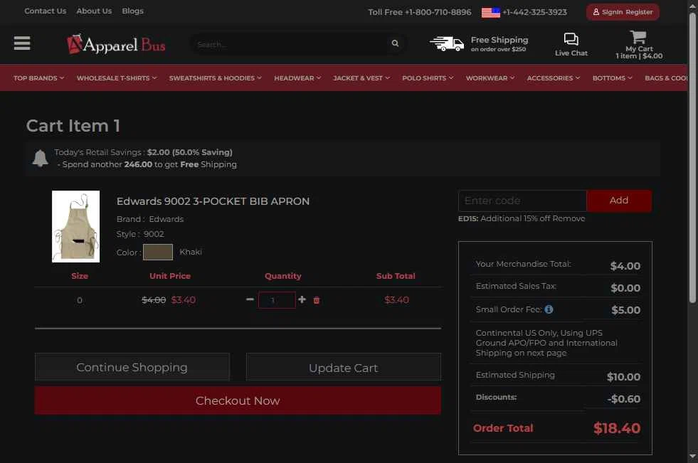Apparelbus checkout page showing Apparelbus discount code box | Screenshot taken by SimplyCodes community member on Jan 14, 2026