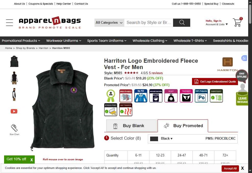 ApparelnBags.com checkout page showing ApparelnBags.com promo code box | Screenshot taken by SimplyCodes community member on Dec 22, 2025
