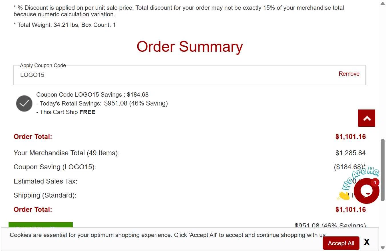 ApparelnBags.com checkout page showing ApparelnBags.com promo code box | Screenshot taken by SimplyCodes community member on Dec 10, 2025