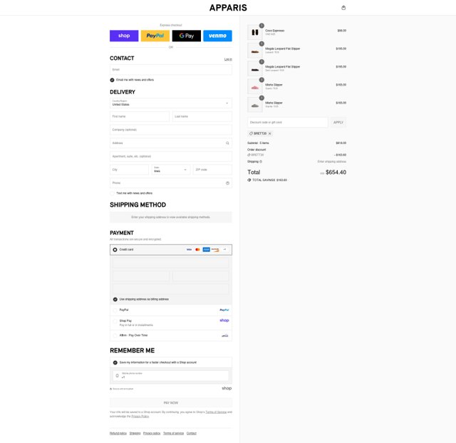 Apparis checkout page showing Apparis discount code box | Screenshot taken by SimplyCodes community member on Aug 29, 2025