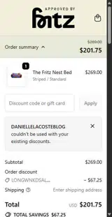 Approved by Fritz coupon verification screenshot