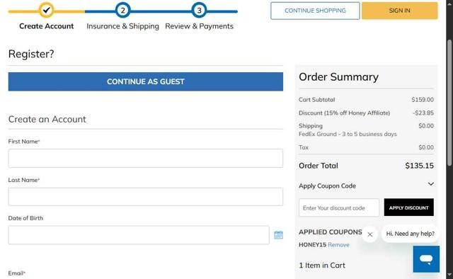 ApriaDirect checkout page showing ApriaDirect promo code box | Screenshot taken by SimplyCodes community member on Sep 5, 2025