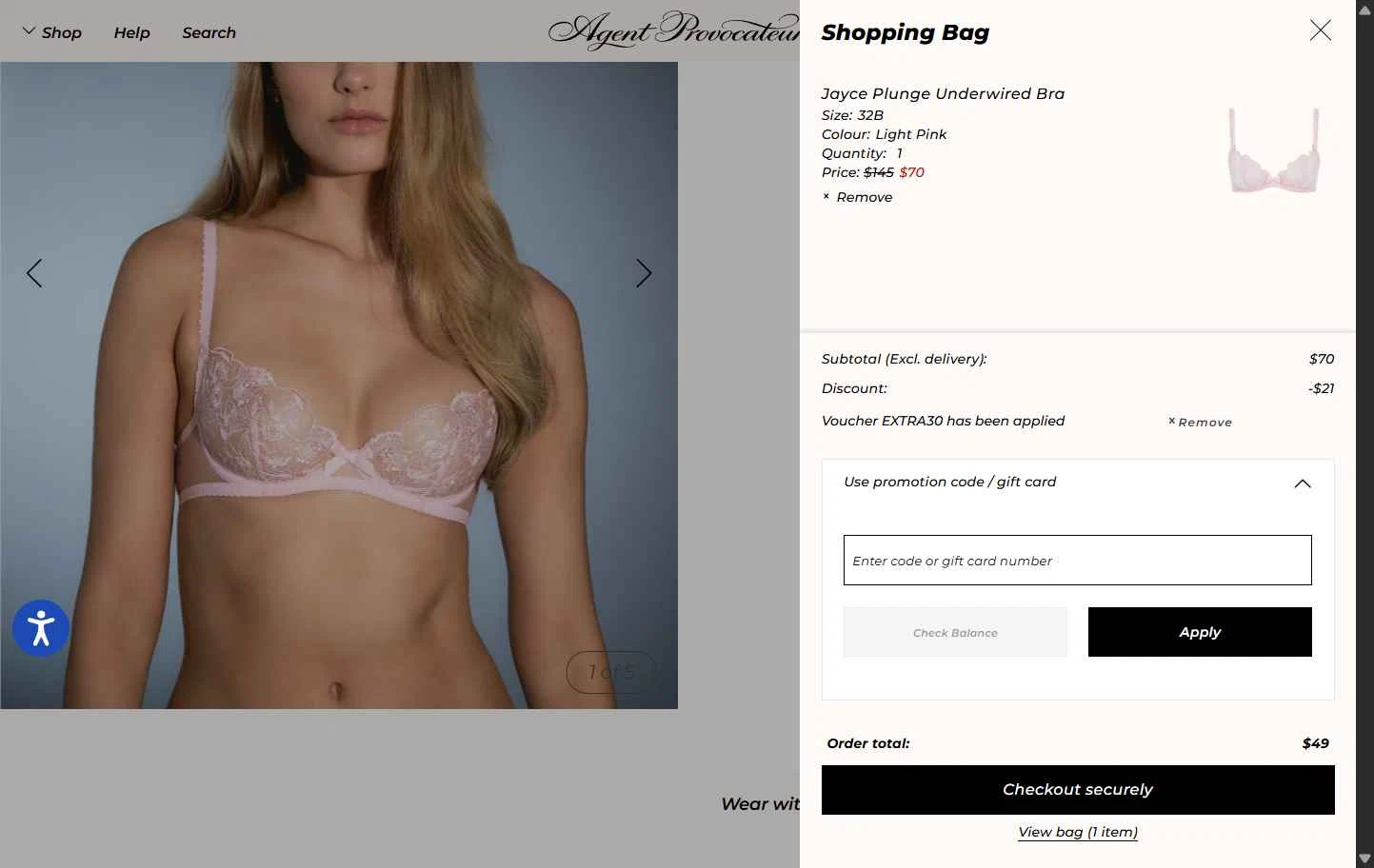 Agent Provocateur checkout page showing Agent Provocateur promo code box | Screenshot taken by SimplyCodes community member on Oct 28, 2025