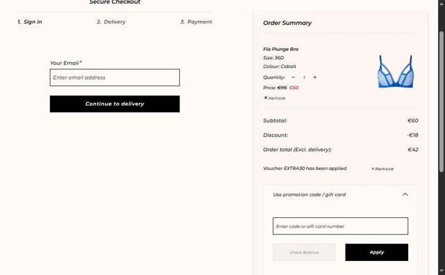Agent Provocateur checkout page showing Agent Provocateur promo code box | Screenshot taken by SimplyCodes community member on Aug 16, 2025