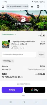 AquaticMotiv coupon verification screenshot