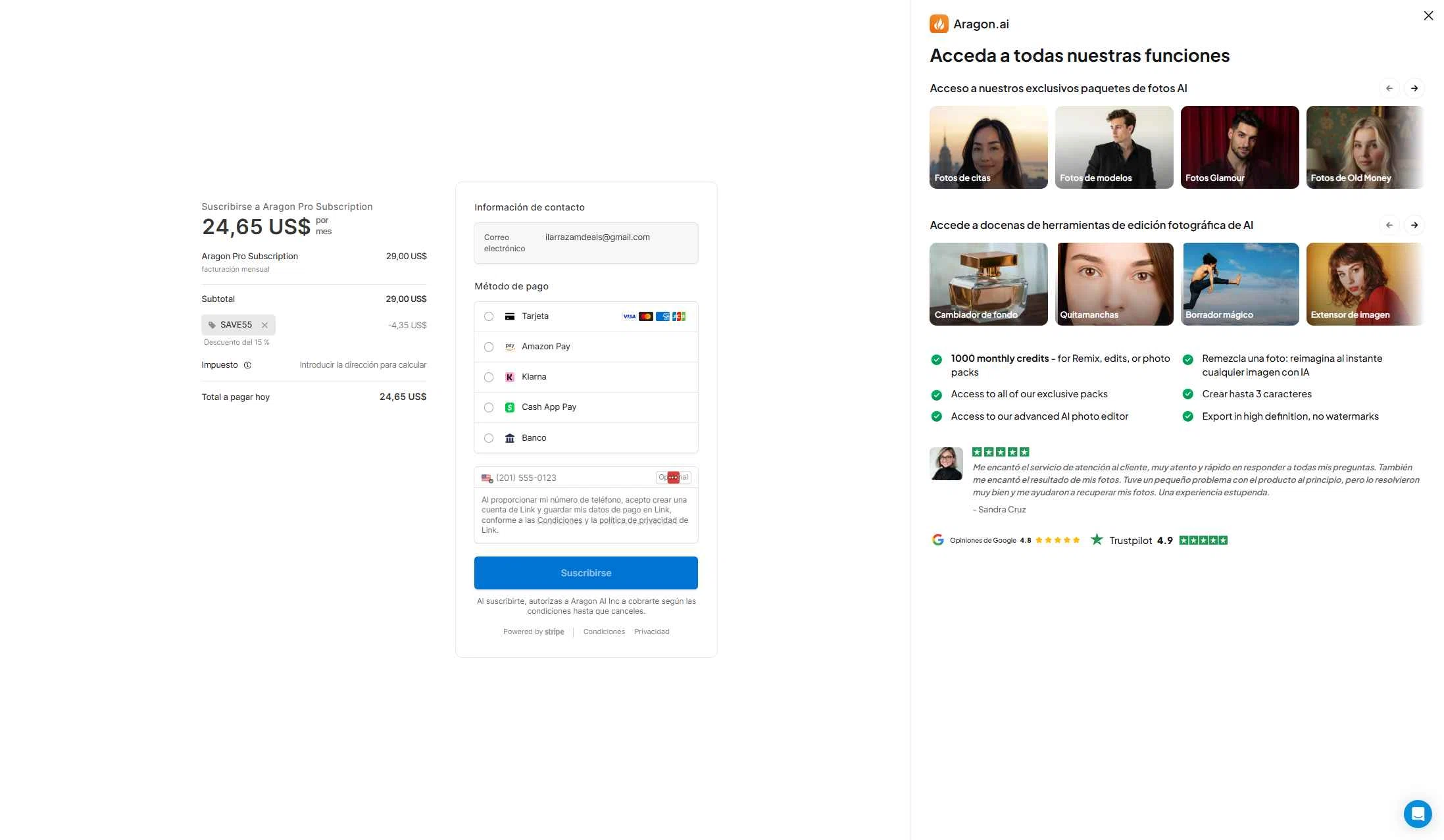 Aragon AI checkout page showing Aragon AI promo code box | Screenshot taken by SimplyCodes community member on Jan 14, 2026