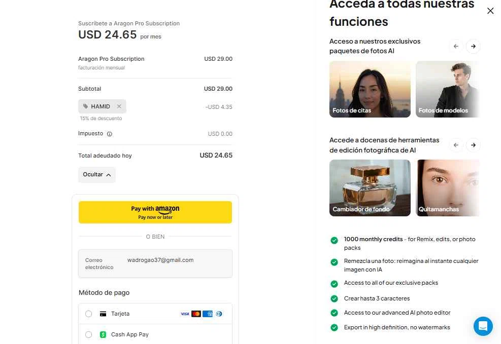 Aragon AI checkout page showing Aragon AI promo code box | Screenshot taken by SimplyCodes community member on Jan 6, 2026