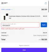 ARAKAWA20 coupon verification screenshot