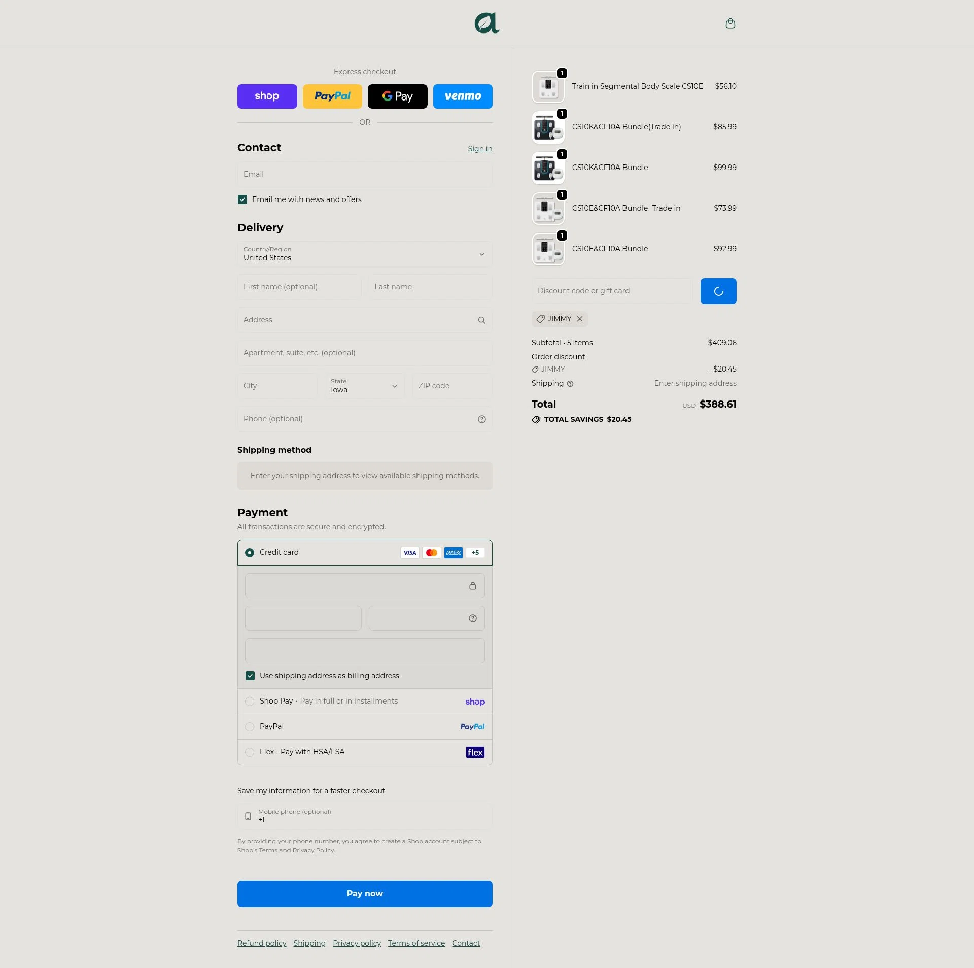 Arboleaf checkout page showing Arboleaf promo code box | Screenshot taken by SimplyCodes community member on Feb 17, 2026
