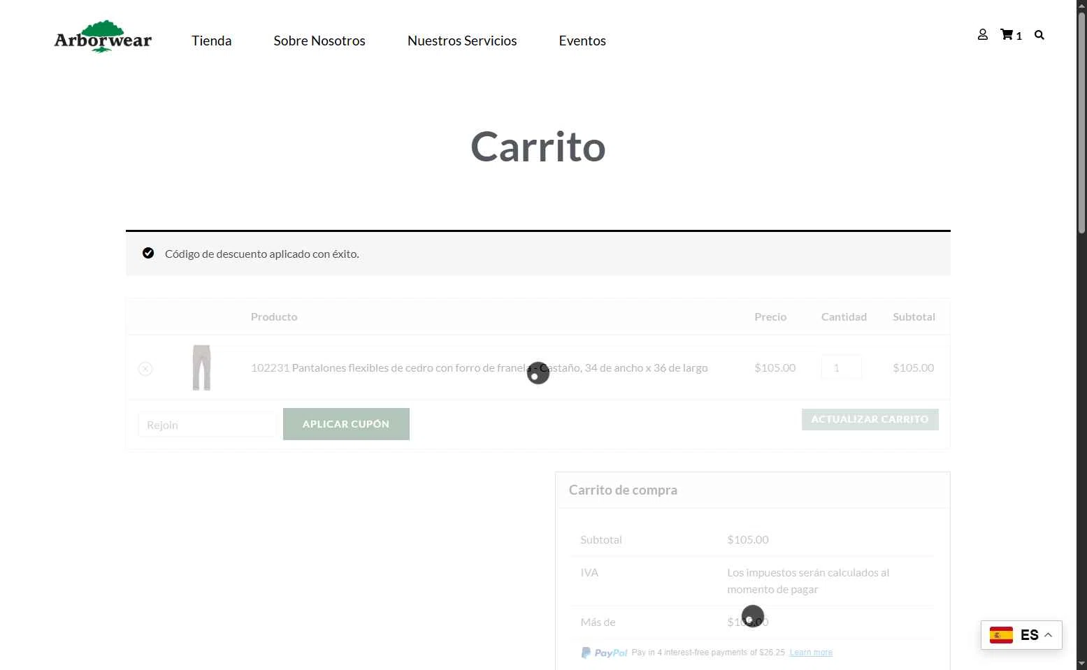 Arborwear checkout page showing Arborwear promo code box | Screenshot taken by SimplyCodes community member on Dec 18, 2025
