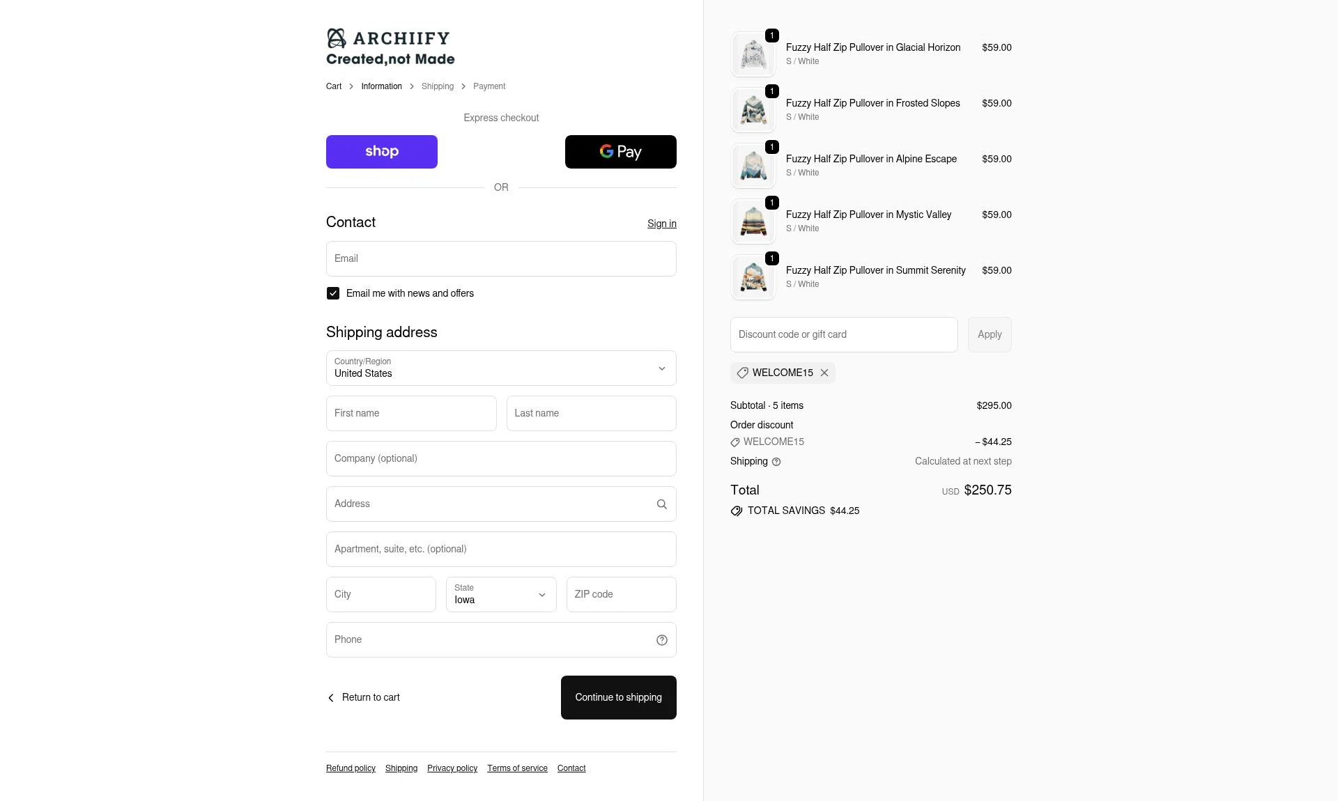 Archiify checkout page showing Archiify promo code box | Screenshot taken by SimplyCodes community member on Feb 14, 2026