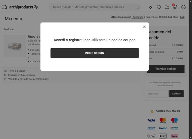 Archiproducts checkout page showing Archiproducts discount code box | Screenshot taken by SimplyCodes community member on Jul 29, 2025