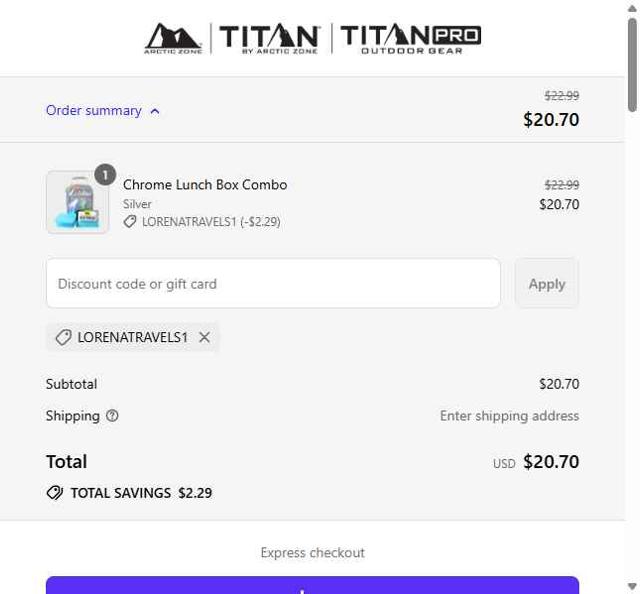 Arctic Zone checkout page showing Arctic Zone discount code box | Screenshot taken by SimplyCodes community member on Sep 12, 2025