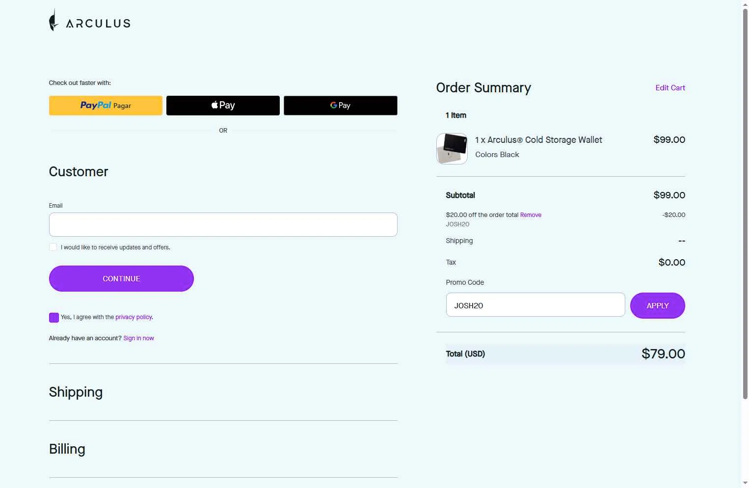 Arculus checkout page showing Arculus promo code box | Screenshot taken by SimplyCodes community member on Dec 12, 2025