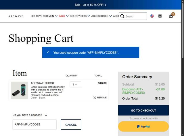ARCWAVE checkout page showing ARCWAVE coupon code box | Screenshot taken by SimplyCodes community member on Sep 3, 2025