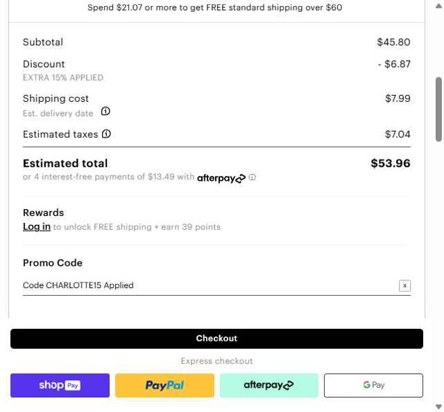Ardene checkout page showing Ardene promo code box | Screenshot taken by SimplyCodes community member on Aug 11, 2025