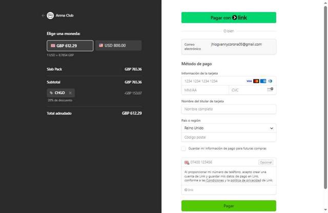 Arena Club checkout page showing Arena Club promo code box | Screenshot taken by SimplyCodes community member on Aug 17, 2025