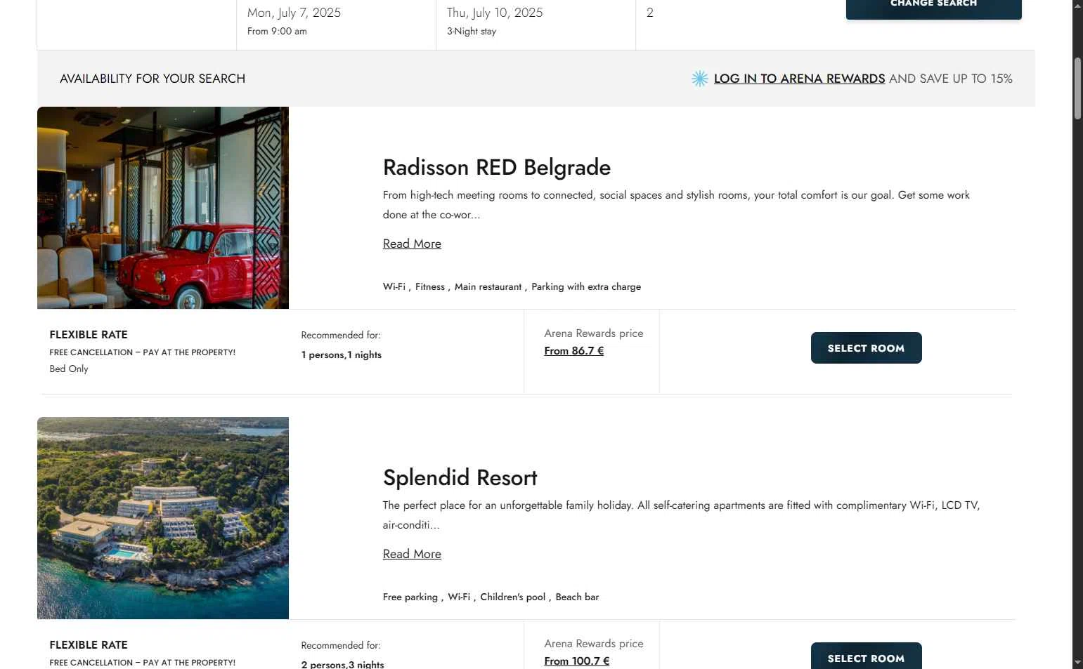 Arena Hotels checkout page showing Arena Hotels promo code box | Screenshot taken by SimplyCodes community member on Jul 7, 2025