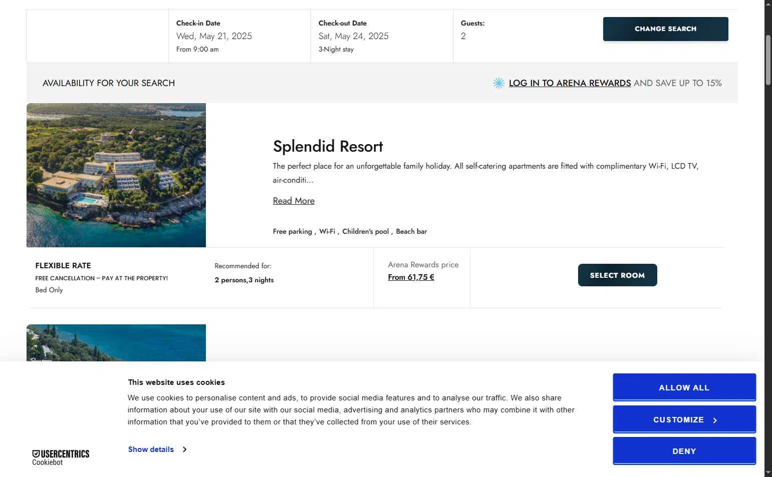 Arena Hotels checkout page showing Arena Hotels promo code box | Screenshot taken by SimplyCodes community member on May 21, 2025