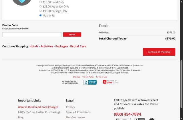aRes Travel checkout page showing aRes Travel promo code box | Screenshot taken by SimplyCodes community member on Aug 22, 2025