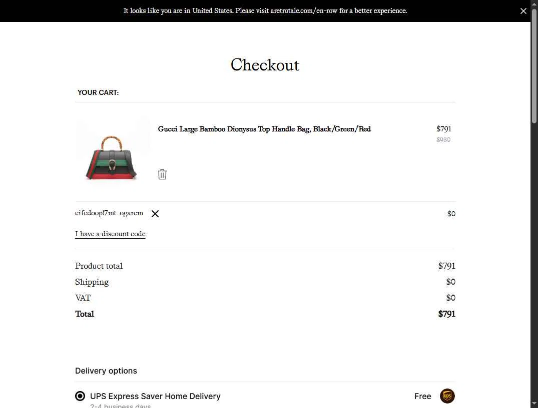 A Retro Tale checkout page showing A Retro Tale discount code box | Screenshot taken by SimplyCodes community member on Sep 14, 2025