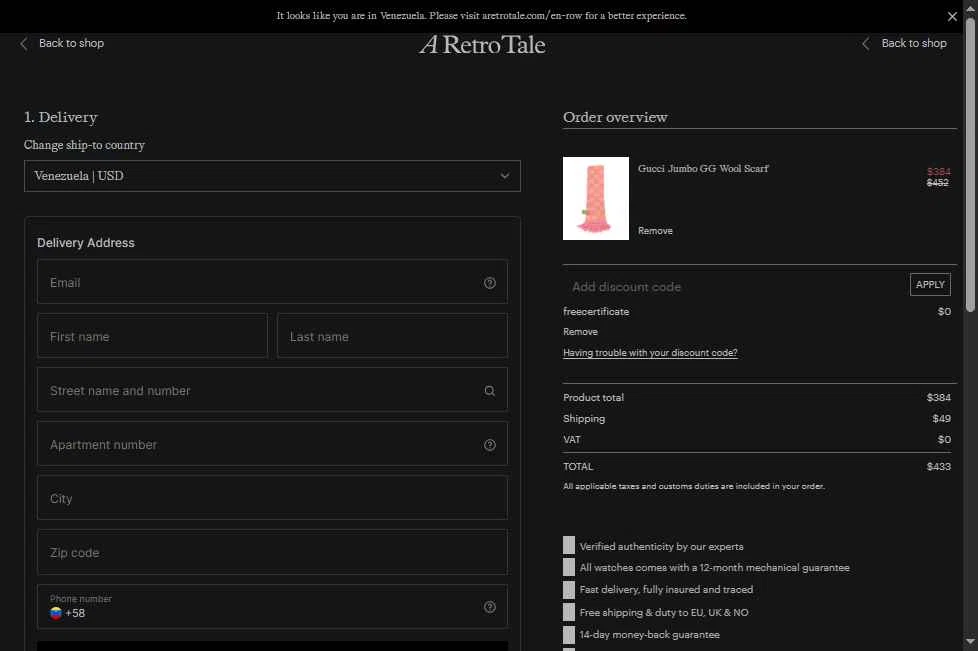 A Retro Tale checkout page showing A Retro Tale discount code box | Screenshot taken by SimplyCodes community member on Nov 24, 2025