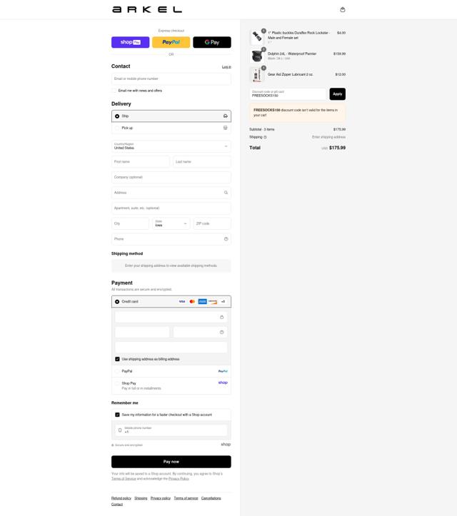 Arkel checkout page showing Arkel coupon code box | Screenshot taken by SimplyCodes community member on Aug 26, 2025