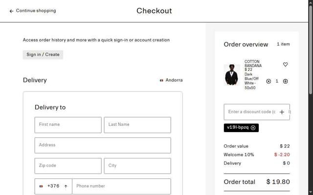 Arket checkout page showing Arket discount code box | Screenshot taken by SimplyCodes community member on Aug 25, 2025