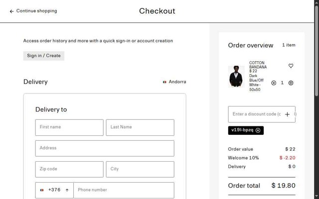 Arket checkout page showing Arket discount code box | Screenshot taken by SimplyCodes community member on Aug 25, 2025