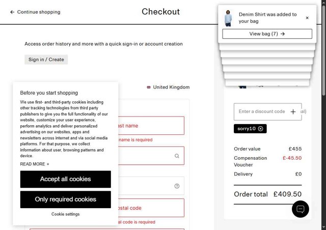 Arket checkout page showing Arket discount code box | Screenshot taken by SimplyCodes community member on Jul 15, 2025