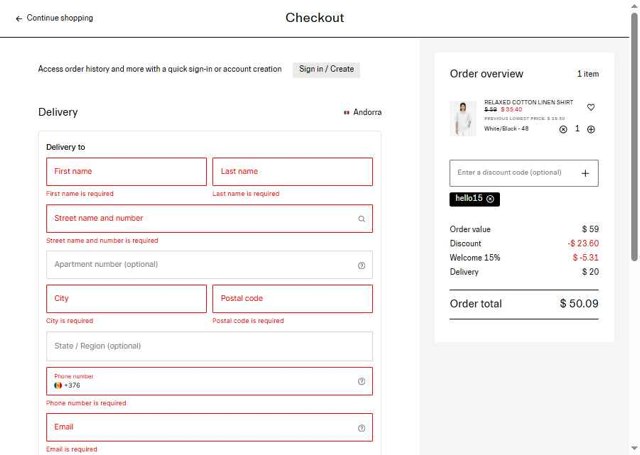 Arket checkout page showing Arket discount code box | Screenshot taken by SimplyCodes community member on Aug 12, 2025