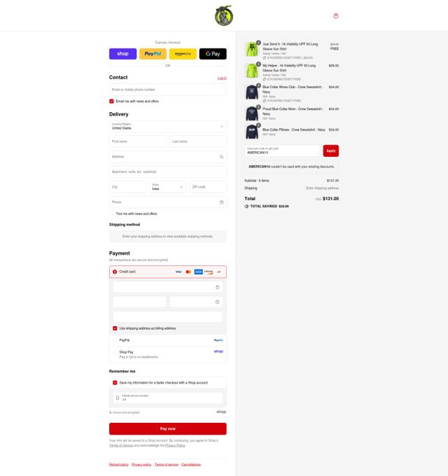 Armed American Supply checkout page showing Armed American Supply promo code box | Screenshot taken by SimplyCodes community member on Sep 7, 2025